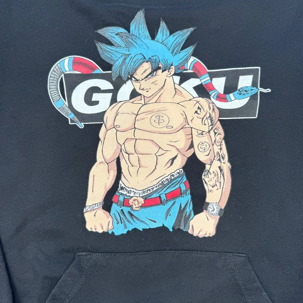 Pacific & Co Black Goku in Super Saiyan Blue‎ Anime Graphic Hoodie Medium